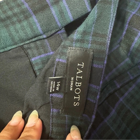 Talbots Plaid Ankle Pants Green Women Size  14W - Picture 7 of 8